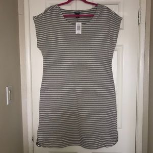 Grey & White Stripe T-shirt Dress